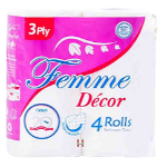 Femme Decor Bathroom Tissue 4 Rolls 3Plyx24
