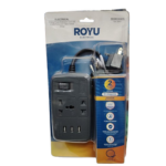 Royu 2 Gang Ext. Cord with 3 USB Port and 1 Main Switch 2 Meters Gray Cord